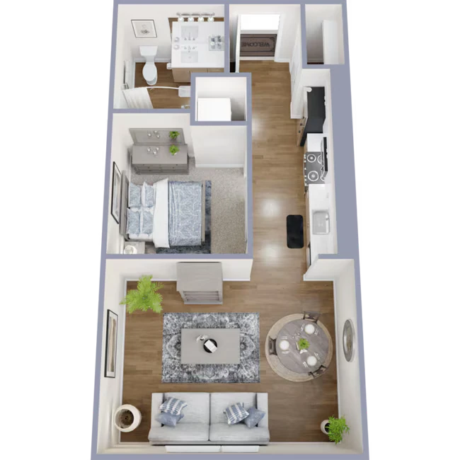 Open 1 Bed 409 floor plan